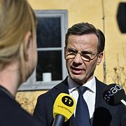 Ulf Kristersson efter den gemensamma pressträffen med Jimmie Åkesson.