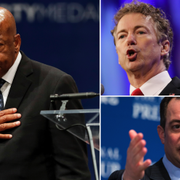 John Lewis till vänster. Rand Paul och Reince Priebus till höger.