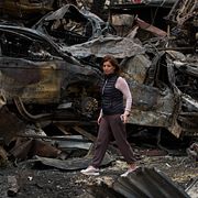 Bilden är tagen i Beirut efter ett israeliskt luftangrepp.