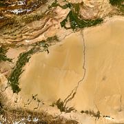 Taklamakanöknen. Bilden är tagen 2024.