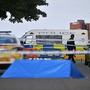 Polisens avspärrningar i Birmingham. 