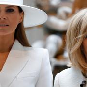 Melania Trump och Brigitte Macron under statsbesöket i Vita huset.