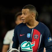 Kylian Mbappé under en match med PSG i april. 