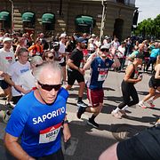 Löpare under Stockholm marathon på lördagen.