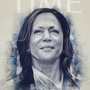 Omslaget med Kamala Harris på Time och Donald och Melania Trump. 