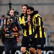 Hammarbys Noah Persson och Montader Madjed jublar.