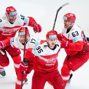 Nick Olesen firar efter att ha satt 2–1 mot Kanada