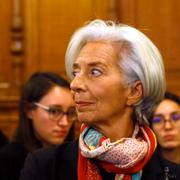 Christine Lagarde vid rättegångens sista dag under fredagen.