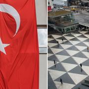 Arkivbilder. Turkiets flagga. Sergels torg.