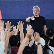 Jensen Huang, vd för Nvidia, blir intervjuad.