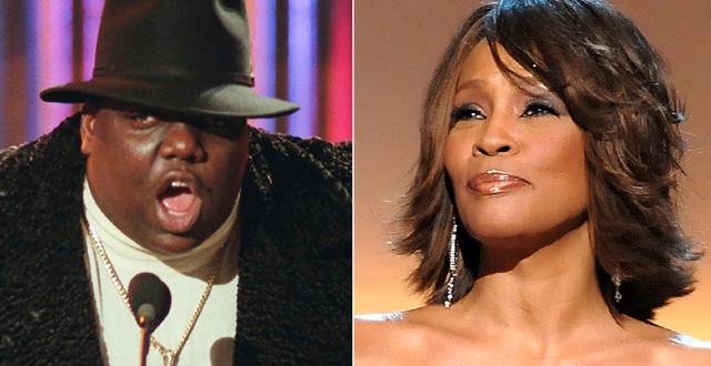 Rapparen The Notorious B.I.G och sångerskan Whitney Houston.  TT NYHETSBYRÅN