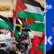 Demonstration mot Israels medverkan i Eurovision i Malmö den 11 maj 2024. Yuval Raphael tävlar för Israel i Eurovision 2025. 