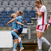 Djurgårdsspelarna jublar.