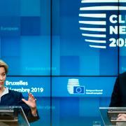 EU-kommissionens ordförande Ursula von der Leyen och Europeiska rådets ordförande Charles Michel på en pressträff.