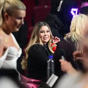 Lisa Ajax vid pressträffen efter fredagens publika genrep i Malmö Arena vid deltävling 1 av Melodifestivalen 2024. 