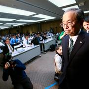 Toshibas vd Satoshi Tsunakawa. Arkivbild. 