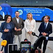 
Liberalernas Simona Mohamsson, Sverigedemokraternas Jimmie Åkesson, Kristdemokraternas Ebba Busch och Moderaternas partiledare statsminister Ulf Kristersson under valrörelsen.