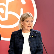 Anders Ygeman och Magdalena Andersson under pressträffen.