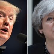 Donald Trump talar vid ett evenemang på Ford Theatre i Washington/Theresa May. 