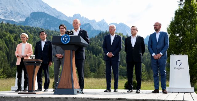G7:s ledare under mötet i Tyskland i juni.  Lukas Barth / AP