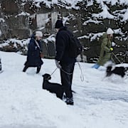 Snö i mängder i Göteborg den 7 januari. På grund av de stora snömängderna har staden fått dispens att dumpa snö i Göta älv.