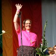 Caroline Krook invigningstalade på Stockholm Pride 2004. 