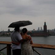 Regn och åskväder drar in över Stockholm. Illustrationsbild.