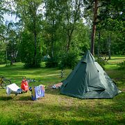 En tältplats på Utö utanför Nynäshamn i Stockholms skärgård.