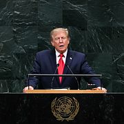 USA:s president Donald Trump talar inför FN:s generalförsamling i New York.