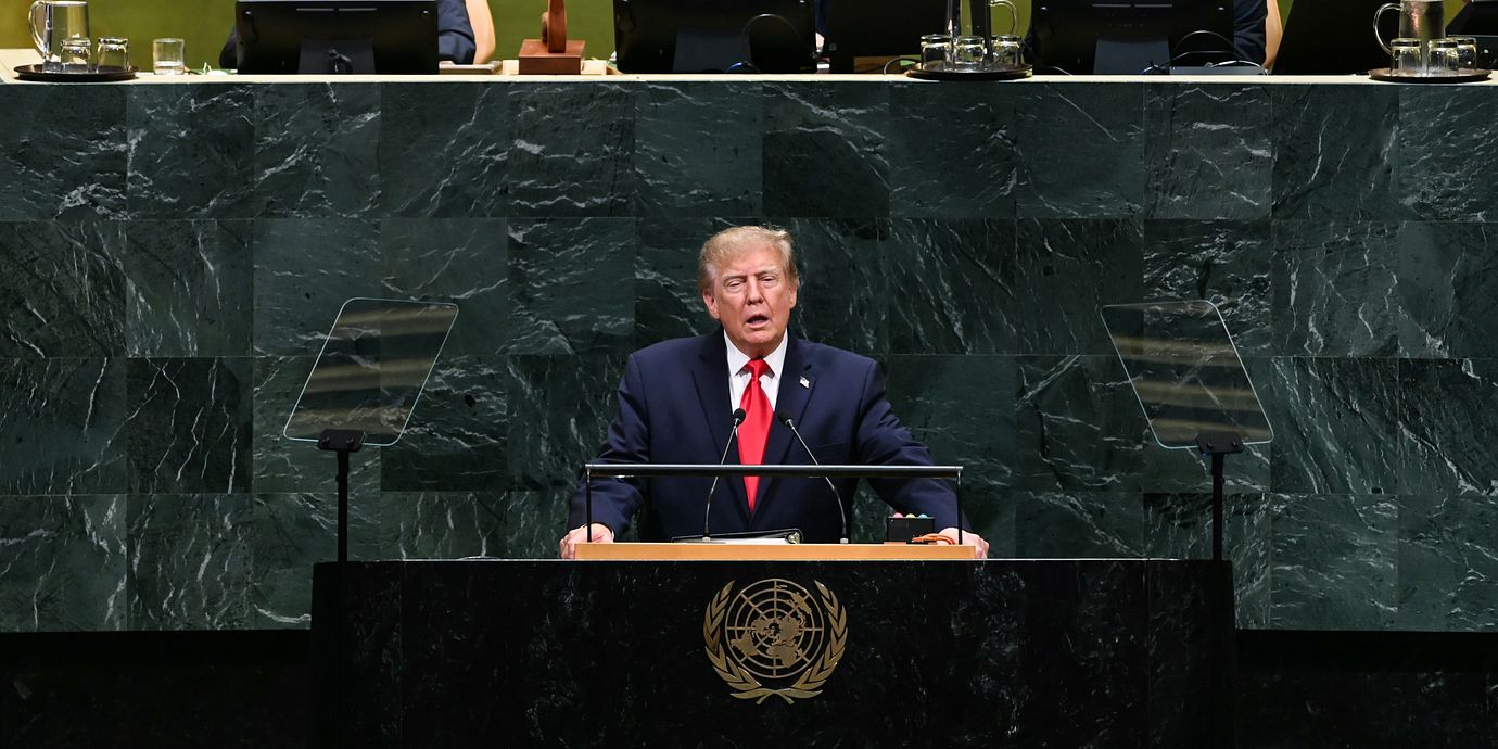 USA:s president Donald Trump talar inför FN:s generalförsamling i New York.