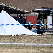 Polisen på plats i Upplands-Bro den 7 april.