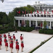 USA:s och Kinas presidentpar utanför Ovala rummet.