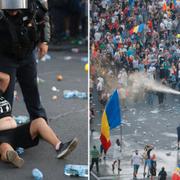 Bilder från demonstrationen i Bucharest. 