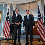 Mark Rutte med USA:s utrikesminister Marco Rubio i Vita huset.