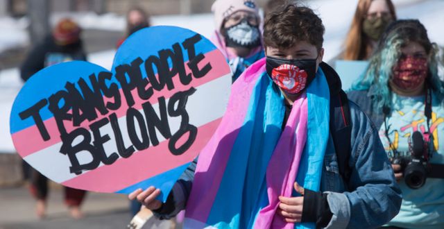 Protest för transrättigheter i South Dakota, 2021. Toby Brusseau / AP