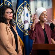 Rashida Tlaib, Ilhan Omar och Alexandra Ocasio-Cortez. Arkivbild.