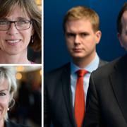 Ulrika Carlsson (C), Annika Eclund (KD), Gustav Fridolin (MP) och Stefan Löfven (S)