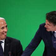 Italienska olympiska kommitténs ordförande Giovanni Malago och premiärminister Giuseppe Conte.