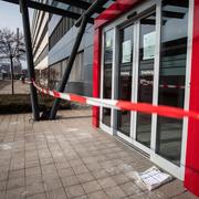 Avspärrningar vid Lidls huvudkontor.  