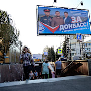 Staden Donetsk i samband med det ryskadministrerade valet 2023.