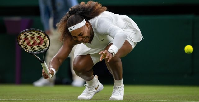 Serena Williams skadar sig under en match i Wimbledon tidigare i somras. JED LEICESTER / BILDBYRÅN