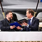 Volodymyr Zelenskyj och Ulf Kristersson vid dagens pressträff.
