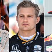 Lewis Hamilton, Marcus Ericsson och Max Verstappen. Arkivbilder.