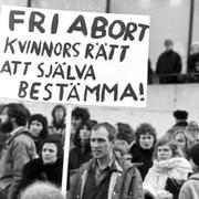 Demonstration för aborträtten i Stockholm 1974.