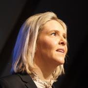 Sylvi Listhaug på dagens pressträff.