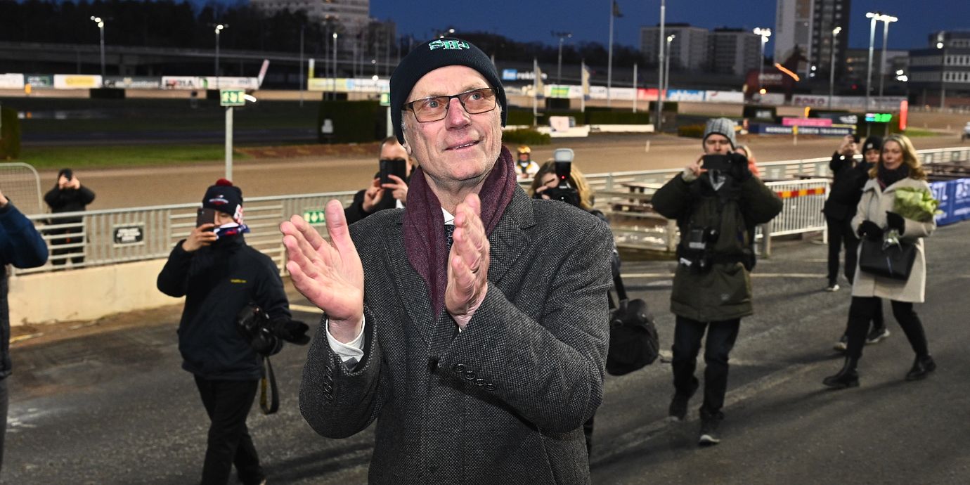 Stig H Johansson under en hyllning på Solvalla 2024.