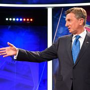 Den sittande presidenten Borut Pahor under en valdebatt.