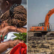 Sörjande efter flygkraschen utanför Addis Abeba i mitten på mars. 