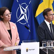 Utrikesminister Maria Malmer Stenergard (M) och statsminister Ulf Kristersson (M).