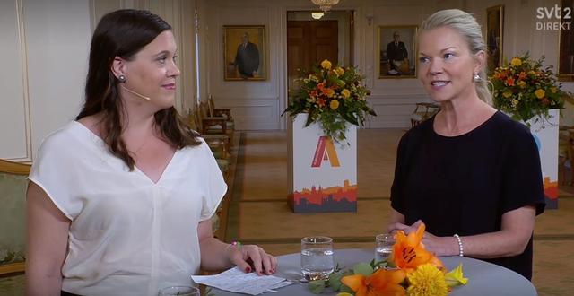 Lina Stenberg, ledarskribent Aftonbladet och Maria Ludvigsson, ledarskribent på Svenska Dagbladet.  SVT 